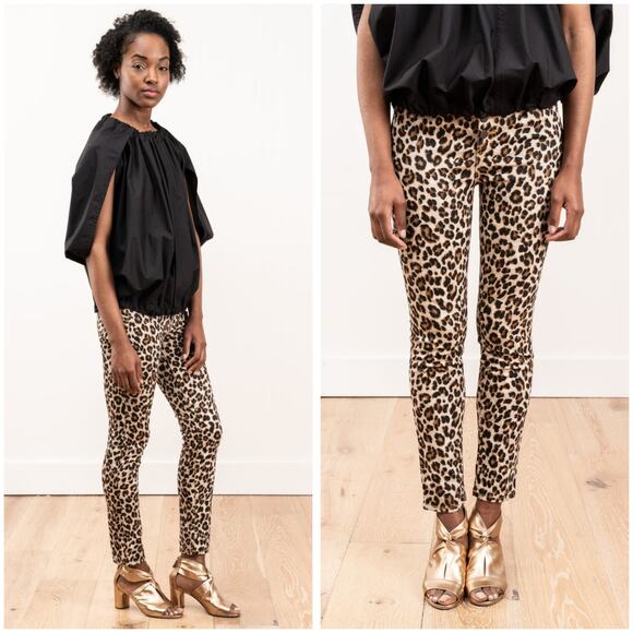 VERONICA BEARD Women's Debbie 10" Skinny Jeans Size 26 Leopard Print High Rise - Picture 1 of 10
